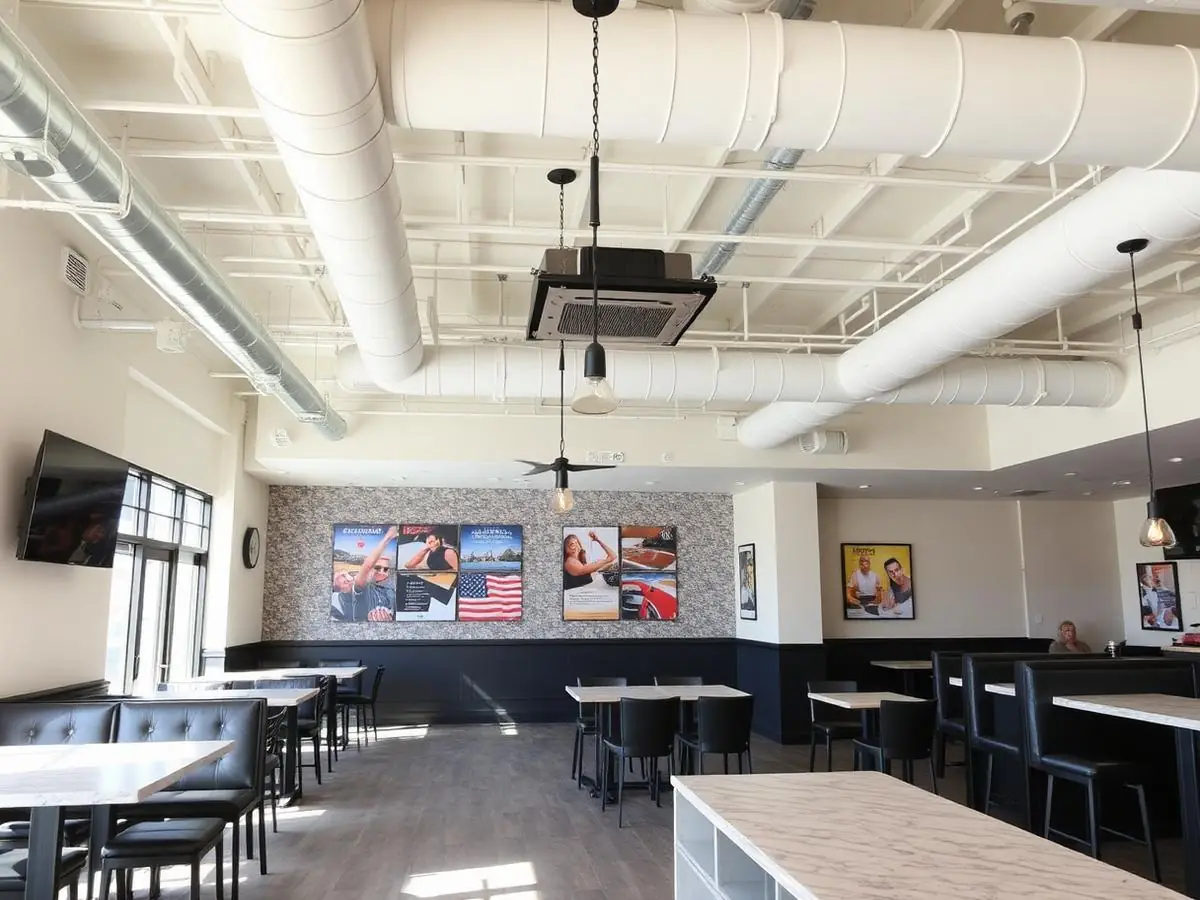 Completed restaurant buildout with booth seating and bar in Tempe, AZ